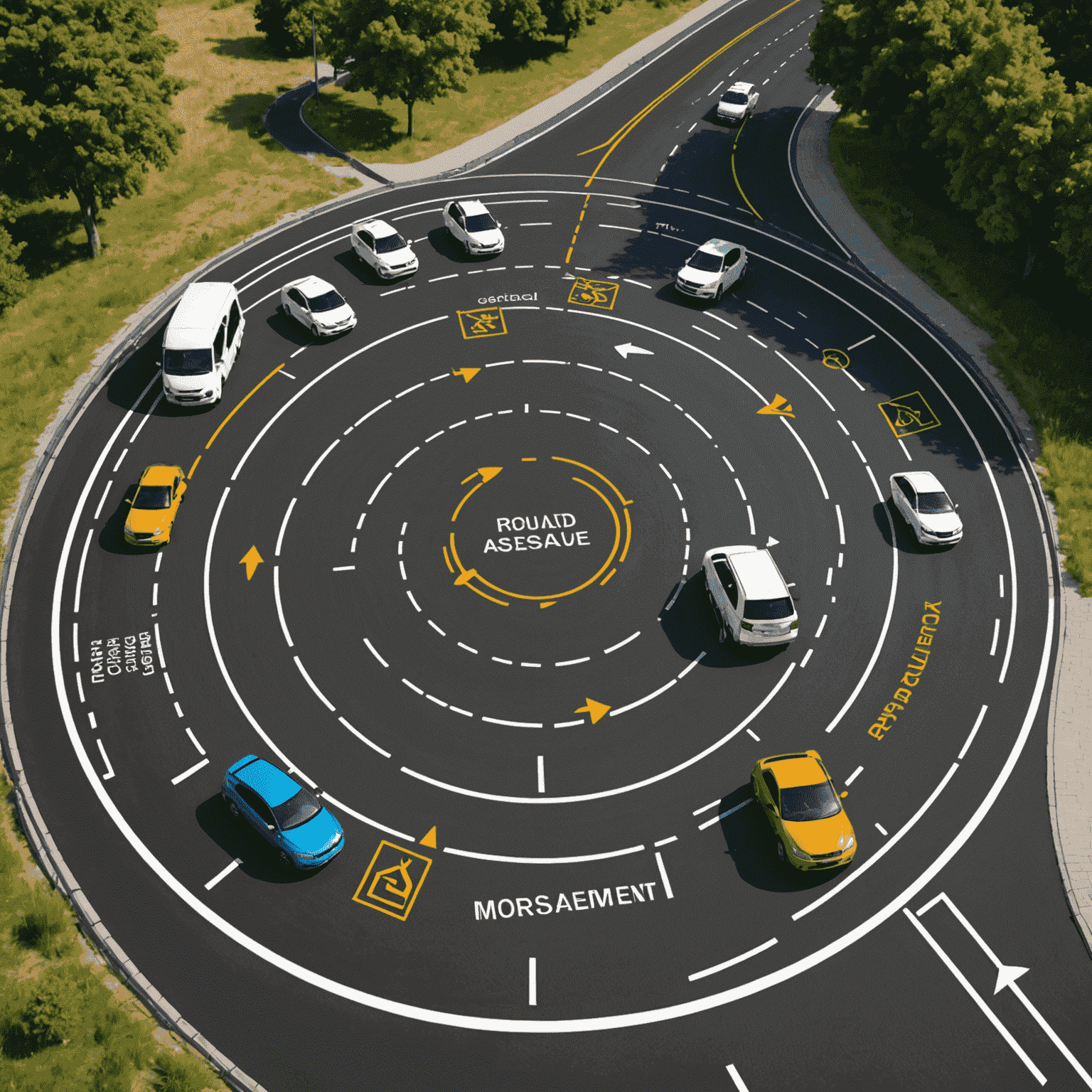 Een grafische weergave van het RoadSafe beoordelingssysteem, met verschillende meetpunten zoals klanttevredenheid, financiële stabiliteit en claimafhandeling